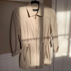 Beige Shacket with  Cinched Waist